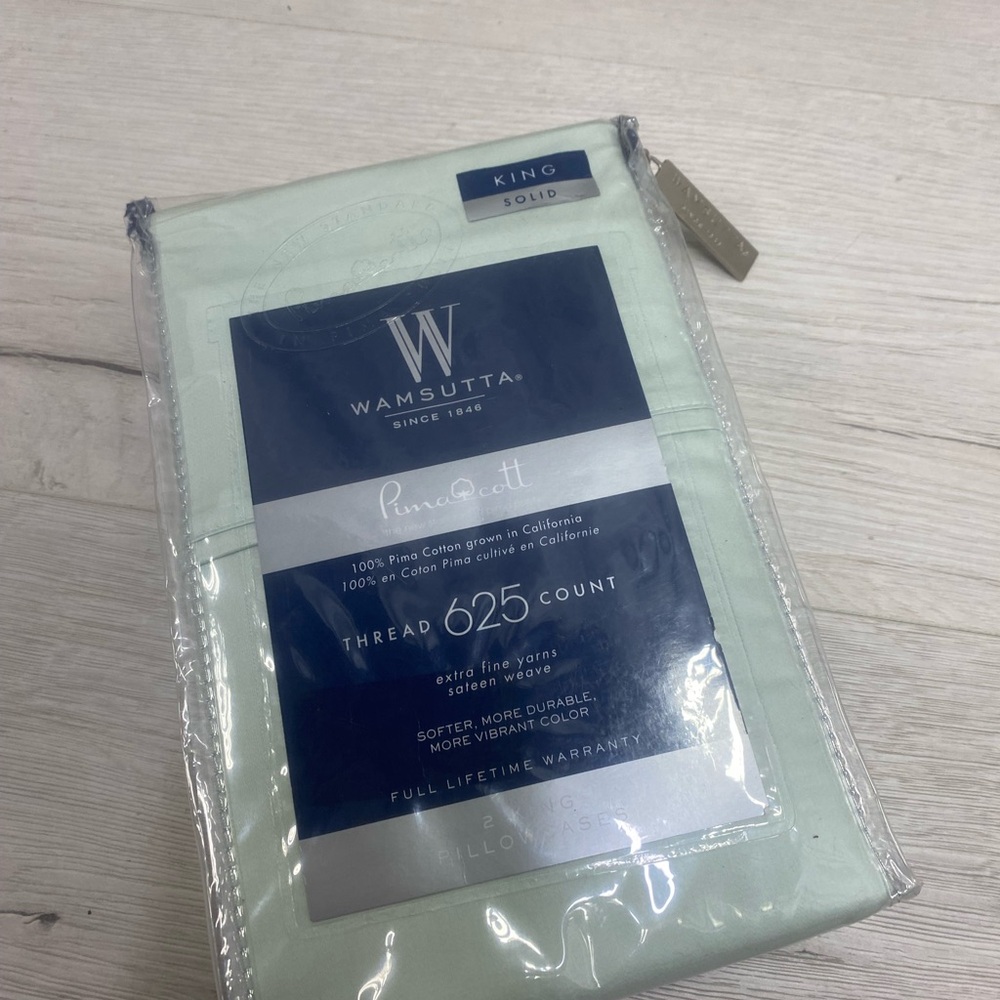 Wamsutta King Pima Sateen Pillowcases - Light Mint